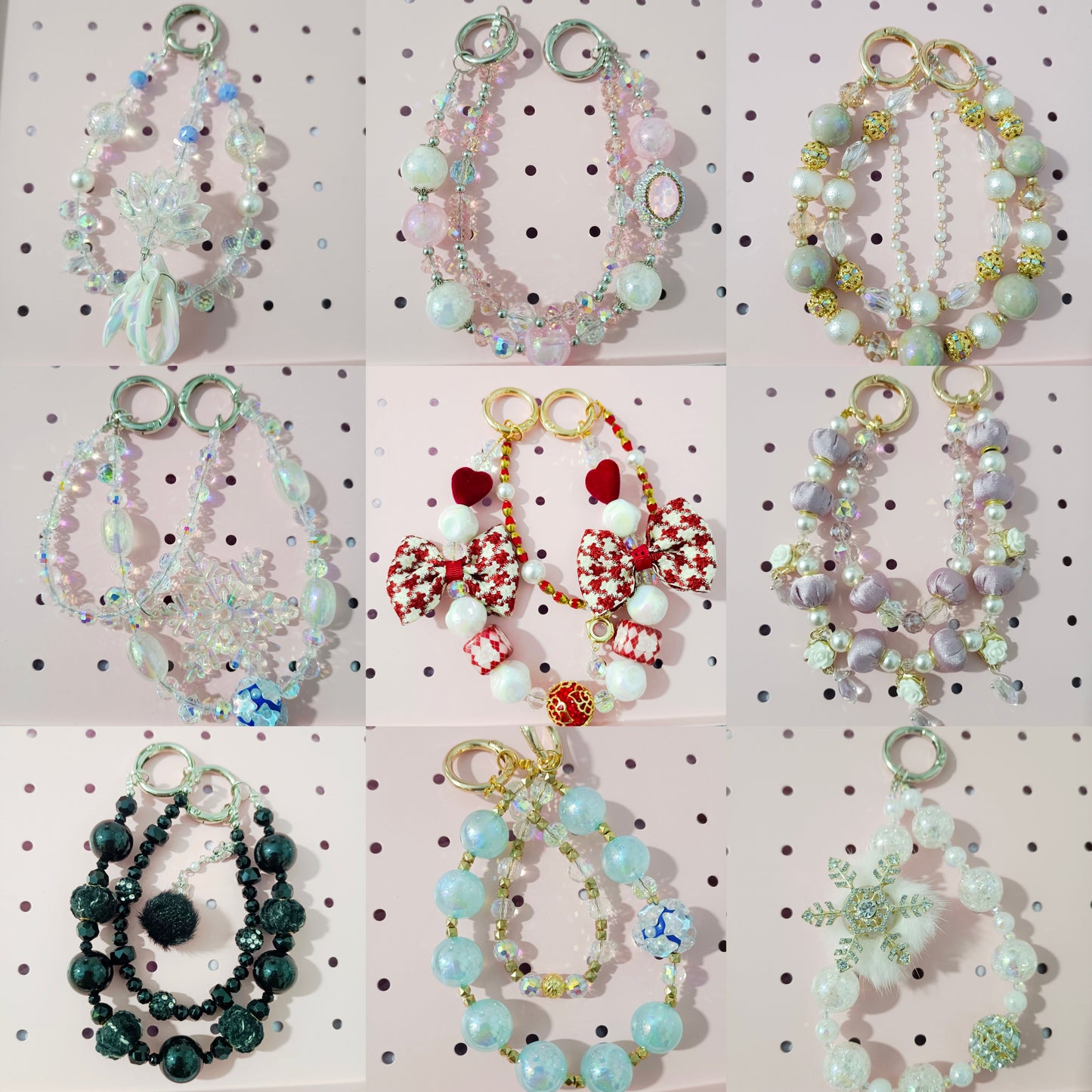 (without wish color,white bags) Handmade keychains DIY phonechain